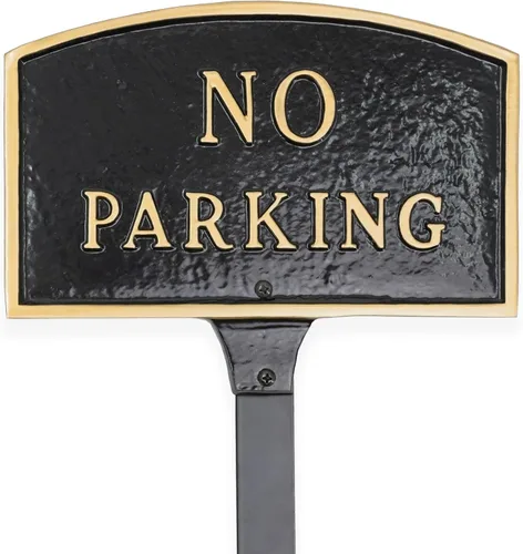 Miniatura 10 de Montague Metal Products SP-8sm-BG Placa de declaración de arco sin estacionamiento, pequeña, negra y dorada Negro/Oro