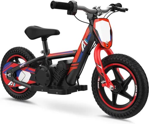 AIII Motocicleta eléctrica ligera para niños, motocicleta eléctrica de 170/340 W de hasta 10/12 MPH, batería desmontable de 24 V, bicicleta de Rojo
