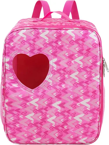 Miniatura 4 de Ecore Fun Bolsa de transporte para muñecas de 18 pulgadas con ropa y accesorios, incluyendo vestido, zapatos de tela blanca, mochila para muñecas