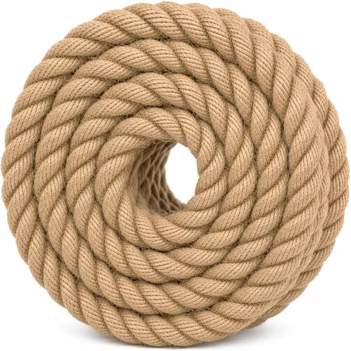 Twisted Manila - Cuerda de yute natural (1.5 pulgadas x 10 pies), cuerda de cáñamo gruesa para muelles, barandillas, escalada de árboles, decoración