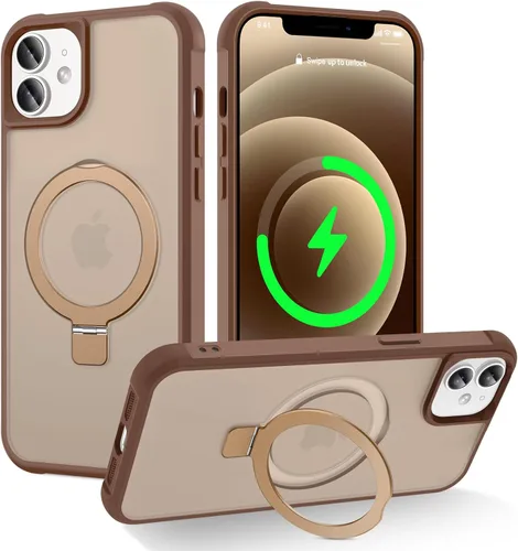 Miniatura 186 de CHAOFEnG Funda magnética compatible con iPhone 11 con soporte, prueba de caídas de grado militar, compatible con imán, anillo translúcido, parte
