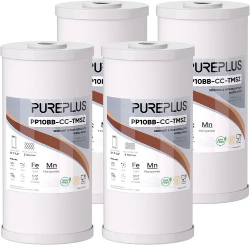 Miniatura 12 de PUREPLUS Cartucho de repuesto para filtro de agua de carbono y sedimentos FXHTC para toda la casa, de 5 micrones, de 10 x 4.5 pulgadas