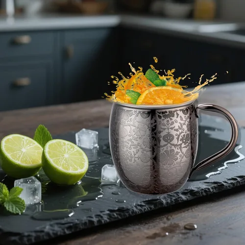 Miniatura 2 de UNISWEET Tazas Moscow Mule - 532 ml de cobre chapado, artesanía fina grabada, tazas con revestimiento de acero inoxidable 304, para bebidas frías