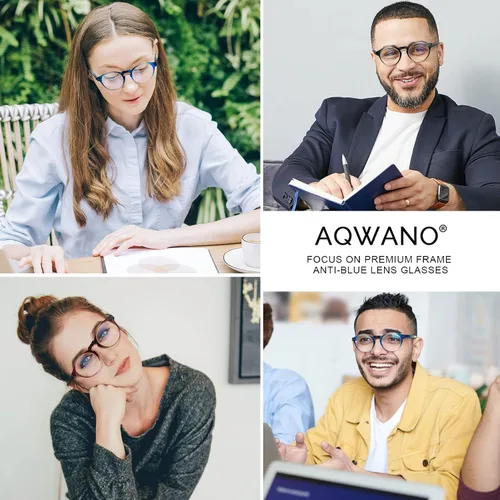 Miniatura 5 de AQWANO Paquete de 3 lentes de lectura bifocales con bloqueo de luz azul para computadora, marco redondo y elegante, monturas ultrafinas, ligeras