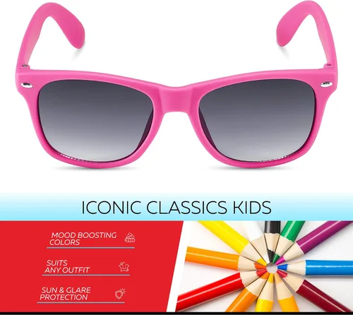 Miniatura 100 de Retro Rewind Lentes de sol para niños y niñas de 3 a 12 años, inastillables, UV400, lentes de sol para niños pequeños