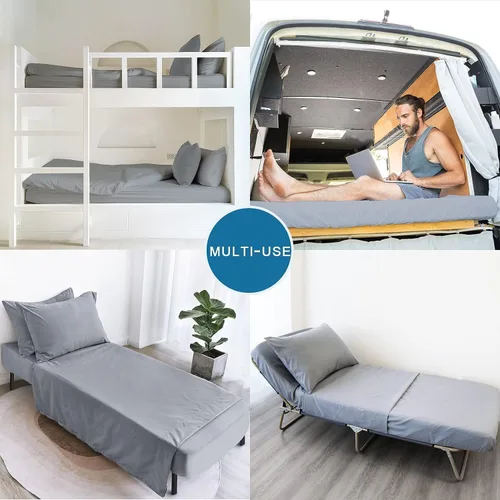 Miniatura 6 de SPRINGSPIRIT Sábanas para catre de 30" x 75" x 9", juego de sábanas para catre de 4 piezas (paquete de 2), sábanas ajustables tamaño catre con cama
