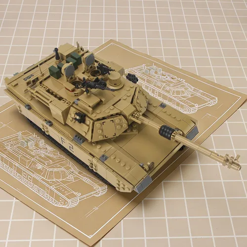Miniatura 8 de M1A2 Abrams - Juego de construcción de tanques, modelo militar moderno a escala 1:28 con figuras de soldado, tanque 2 en 1 y vehículo blindado