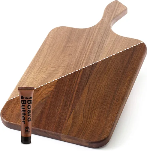 Miniatura 8 de Brazos Home Tabla de cortar de madera de nogal oscuro para cocina, paquete de 2, tabla de cortar, tabla de queso de madera, sin sazonar, incluye