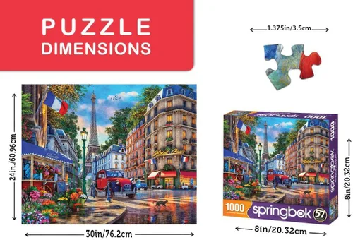 Miniatura 3 de Majestic by Springbok - Rompecabezas de 1000 piezas con diseño de vida callejera de París, fabricado en Estados Unidos, caja compacta