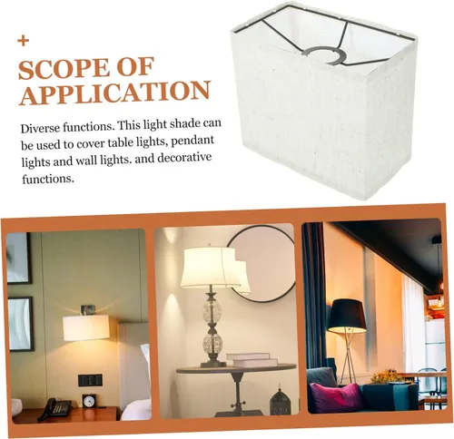 Miniatura 9 de Kichvoe Pantalla de lino beige para enchufe de luz E27, pantalla rectangular para lámpara de pie, cubierta de lámpara de tela extraíble para uso