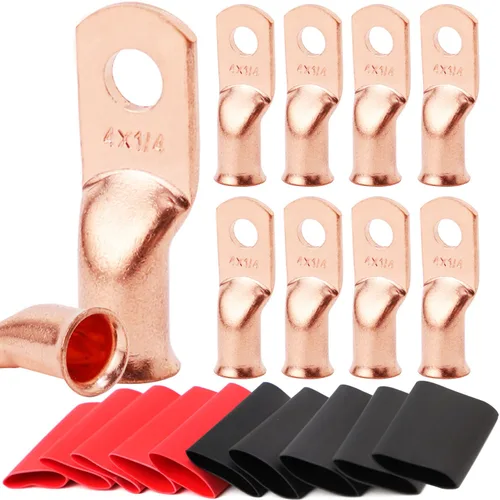Miniatura 25 de TKDMR - Kit de 264 piezas de extremos de cable de batería, 132 piezas de terminales de anillo de lengüetas de cable de cobre resistentes AWG 8 6 4 2