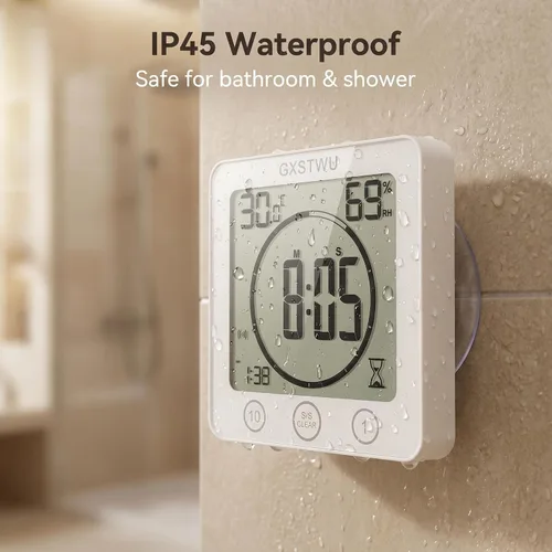 Miniatura 3 de Reloj de ducha digital, reloj temporizador de baño, resistente al agua para rociar agua, alarma de cuenta regresiva, temporizador de pantalla