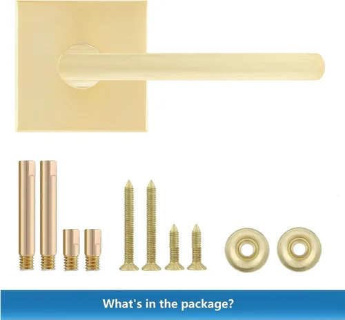 Miniatura 8 de Leydebong Paquete de 1 manija de puerta simulada en latón satinado, manijas interiores que no giran, manijas interiores reversibles resistentes