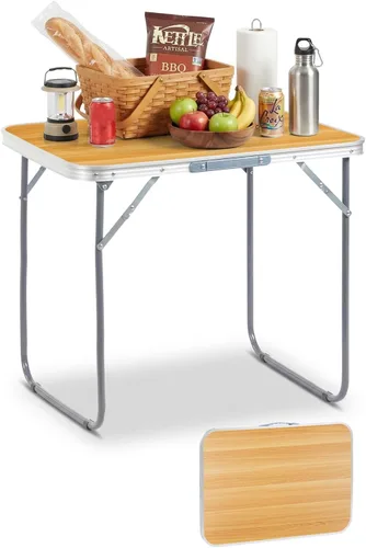 Miniatura 12 de Outvita Mesa de camping plegable portátil de 6 pies, mesa de altura ajustable impermeable para exteriores, mesa plegable de maleta ligera de Plateado