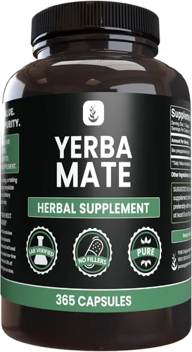 PURE ORIGINAL INGREDIENTS Yerba Mate (365 cápsulas), sin magnesio o rellenos de arroz, siempre pura, verificada por laboratorio