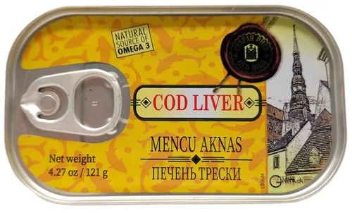 Miniatura 2 de Hígado de bacalao viejo Riga enlatado en aceite propio, 4.27 onzas, fuente natural de omega-3, rico en vitaminas A y D, de bacalao fresco