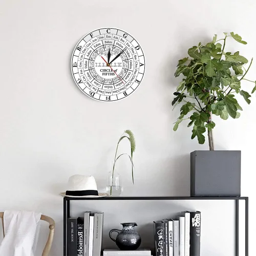 Miniatura 7 de The Geeky Days Circle of Fifths Músico Compositor Music Teaching Aid Reloj de pared colgante moderno músico Teoría de la armonía Estudio musical