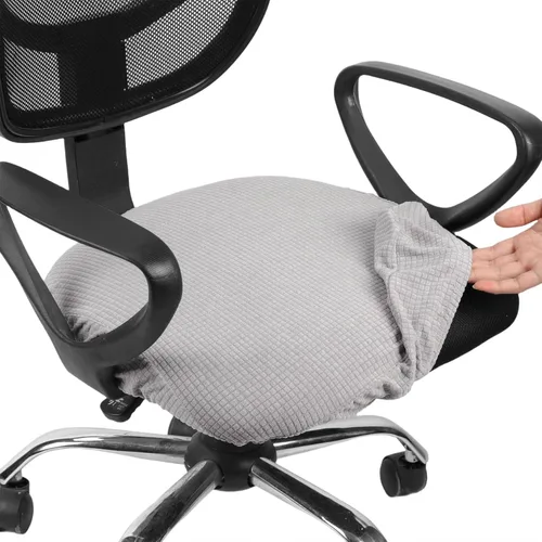 Miniatura 26 de Melaluxe Funda para silla de oficina de jacquard elástico, extraíble y lavable, funda de asiento giratoria para silla de escritorio, color negro