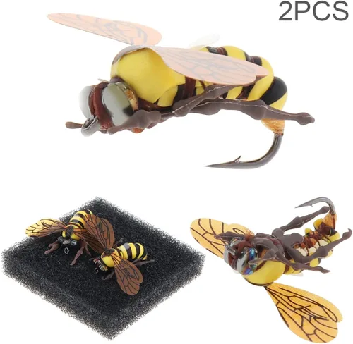 Miniatura 9 de 2 señuelos de pesca con mosca de abeja, señuelos de pesca de trucha de abejorro, pesca con mosca