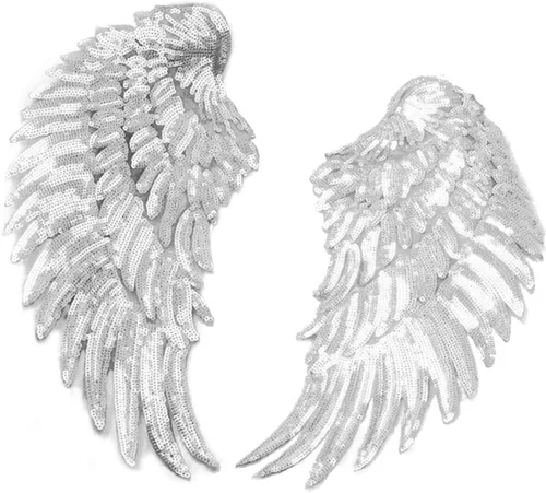 Miniatura 9 de Parches de lentejuelas de alas de ángel, 2 pares de parches bordados para planchar, apliques bordados para bricolaje, accesorios de decoración