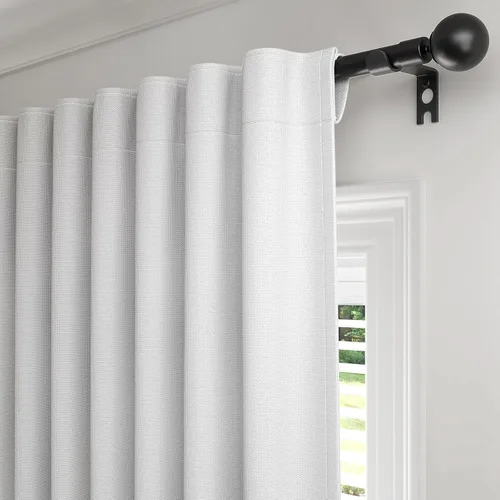 Miniatura 15 de Rinwoc - Cortinas 100% opacas para dormitorio, cortinas con aislamiento térmico de 1.6 m de longitud, 2 paneles, lino texturizado de estilo granja