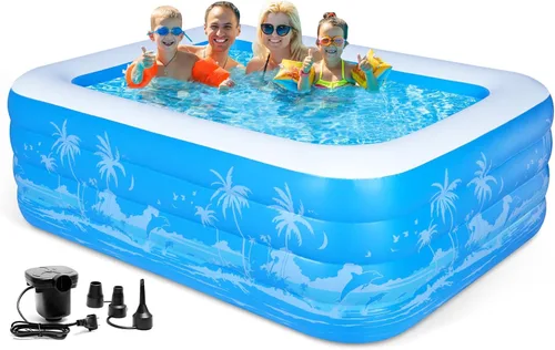 Piscina inflable, piscinas de tamaño completo de 79 x 58 x 27 pulgadas con asientos, piscinas hinchables extra grandes y duraderas para exteriores,