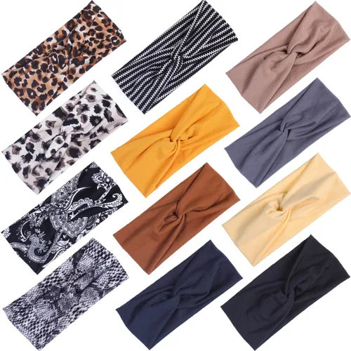 Miniatura 34 de XTREND 6 piezas de diademas para mujer, bandas elásticas cruzadas torcidas, diademas para yoga, entrenamiento, antideslizantes, suaves