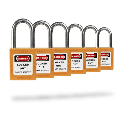 Miniatura 15 de TRADESAFE Juego de cerraduras de bloqueo - 7 candados iguales con llave roja, 2 llaves por cerradura, cerraduras Loto compatibles con OSHA