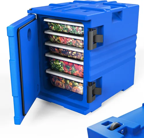 ROVSUN Transportador de bandejas de alimentos aislado de 82 cuartos de galón, calentador de alimentos Hot Box para 5 bandejas de tamaño completo con