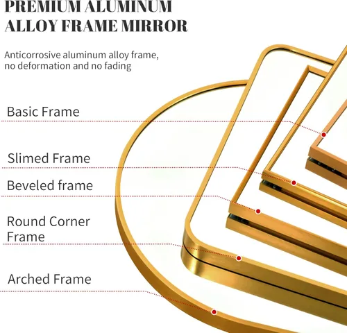 Miniatura 7 de Beauty4U Espejo grande de longitud completa de 71 x 32 pulgadas con soporte, espejo dorado de cuerpo completo, marco de metal, espejo templado