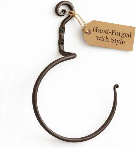 Miniatura 6 de RTZEN Toallero negro mate – Anillo de toalla de hierro forjado en espiral para baño – Soporte decorativo para toalla de mano para cocina
