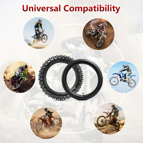 Miniatura 8 de 110/100-18 4PR TT 64M - Neumático delantero/trasero y tubo interior para motocross compatible con neumáticos de bicicleta todoterreno 110/100-18
