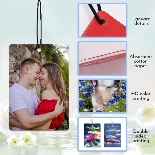 Miniatura 5 de Ambientadores de aire personalizados con logotipo personalizado para automóvil, a granel, ambientadores personalizados de doble cara con logotipo