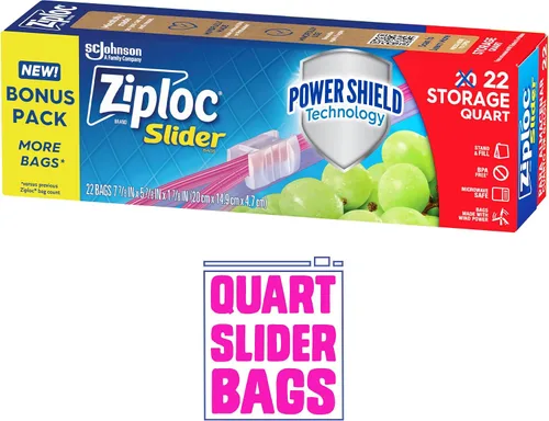 Miniatura 4 de Ziploc Bolsas deslizantes de almacenamiento de alimentos de cuarto de galón, duraderas, 22 unidades (el embalaje puede variar)