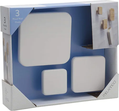 Miniatura 6 de MELANNCO Gancho de pared de MDF graduado, juego de 3, color blanco