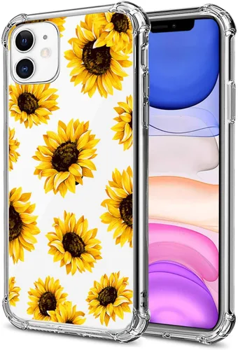 Miniatura 119 de Funda transparente de girasol compatible con iPhone SE 2022 SE 2020 7 8, funda trasera floral para niñas y mujeres, funda protectora transparente