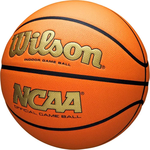 Miniatura 3 de Wilson NCAA Evo NXT Balones de Baloncesto Oficiales para Juegos en Interiores - Tamaños 6 y 7 Dorado/Naranja