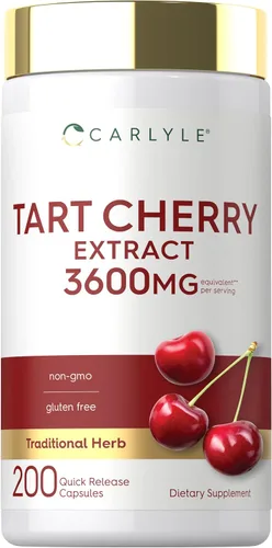 Carlyle - Cápsulas de extracto de cereza Tart, 200 unidades, 2400 mg, suplemento sin OMG y sin gluten