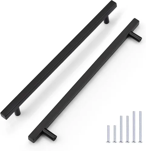 Miniatura 18 de KNOBWELL - Paquete de 5 tiradores modernos de acero inoxidable para puertas de armarios, cajones de cocina, baño, distancia entre agujeros 2.52 Negro