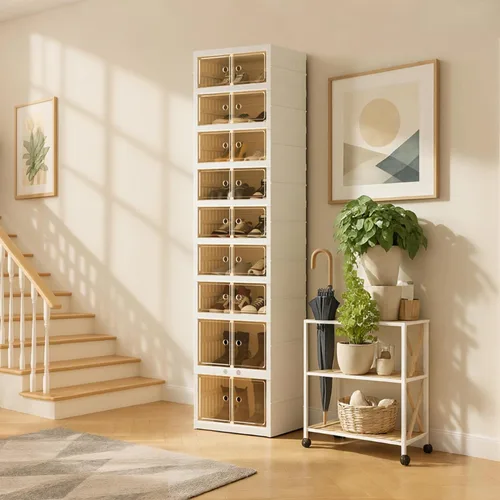 Miniatura 21 de Organizador de Zapatos Plegable Caja de Almacenamiento, Estante de Zapatos Plegable Portátil Extra Grande para Closet, Caja de Almacenamiento