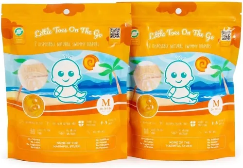 Miniatura 18 de Little Toes - Pañales de natación desechables naturales de alta calidad, talla 5 grande (26+ libras) (24 unidades) Pañales de natación desechables