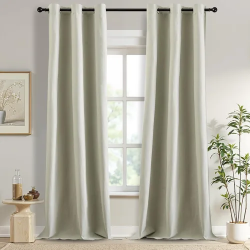 Miniatura 69 de DONREN Cortinas opacas de lino con aislamiento térmico de 52 x 95 pulgadas, cortinas de oscurecimiento de habitación con ojales para dormitorio