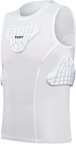 Miniatura 8 de TUOY Camisa acolchada sin mangas con protector de esternón en el pecho, protector de corazón, camisa protectora de compresión para fútbol, béisbol
