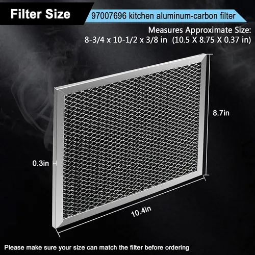 Miniatura 2 de 97007696 Filtro de grasa 41F apto para campana extractora B-roan Nu-tone de 8-3/4 x 10-1/2 pulgadas, filtro de carbón de malla de aluminio