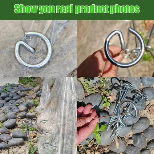 Miniatura 6 de 100 estacas para paisajismo – Alfileres de tela de paisaje resistentes de 6 pulgadas, estacas de tela galvanizada para barrera de malezas y cubierta