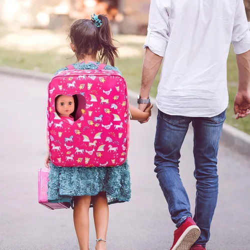 Miniatura 6 de K.T.Fancy - Juego de 7 bolsas de muñecas de 18 pulgadas y accesorios, incluyendo ropa, zapatos, lentes de sol, mochila para muñecas y unicornio