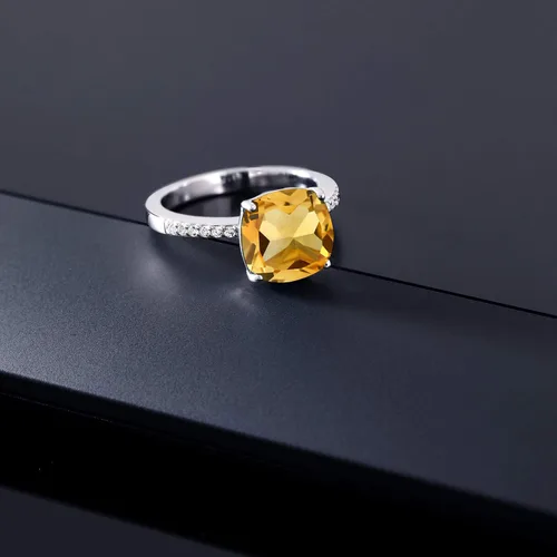 Miniatura 66 de Gem Stone King Anillo de compromiso de plata de ley 925 con piedra preciosa de corte cojín de 0.39 pulgadas Anillo de compromiso de aniversario