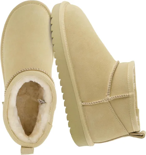 Miniatura 19 de CUSHIONAIRE, Hip 2 - Botas de nieve de gamuza auténtica para mujer, sin cordones, con cómodo forro de piel de oveja sintética + espuma viscoelástica