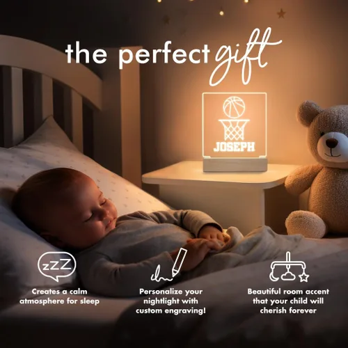 Miniatura 2 de Luz nocturna personalizada para niños, niñas, niños, regalos personalizados para decoración de dormitorio de bebé niño baloncesto Luz nocturna 019