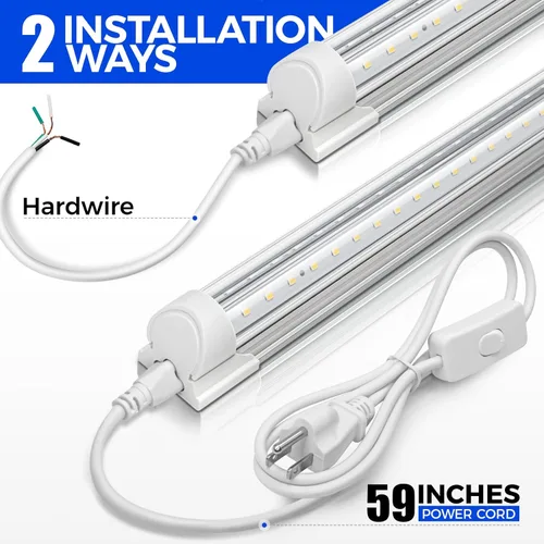 Miniatura 7 de Barrina T8 Luz LED para Taller 4 Pies, 40W 5500LM 5000K, Cubierta Transparente, Luces de Techo para Garaje, Lámpara LED en Forma de V, Luces